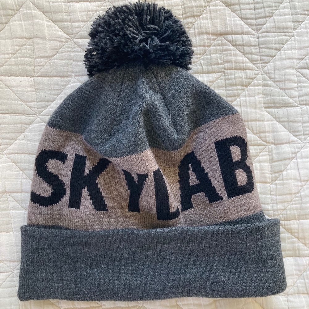 NWOT Grey Pom Pom snow beanie